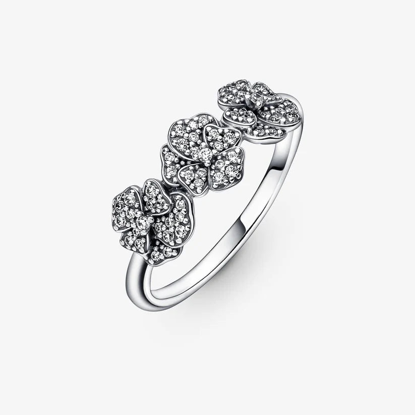 Triple Pansy Flower Ring