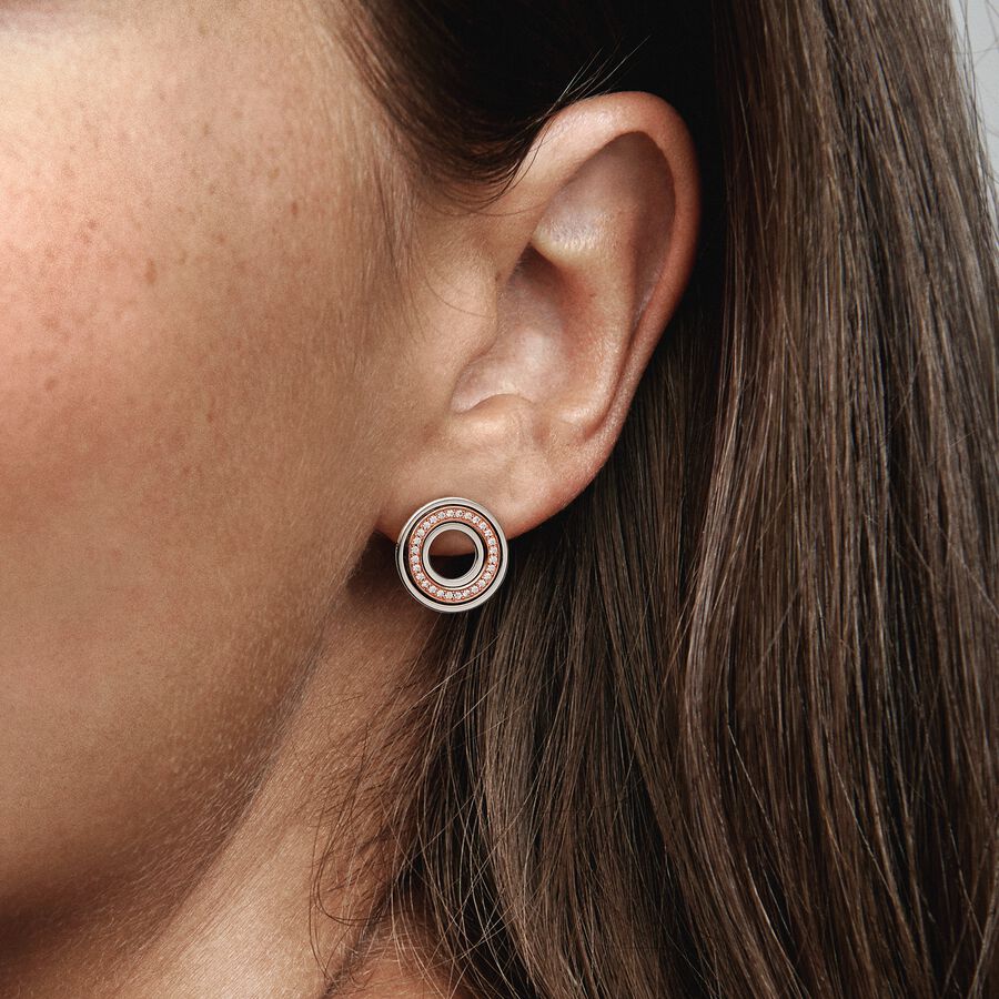 Two tone Logo & Pavé Stud