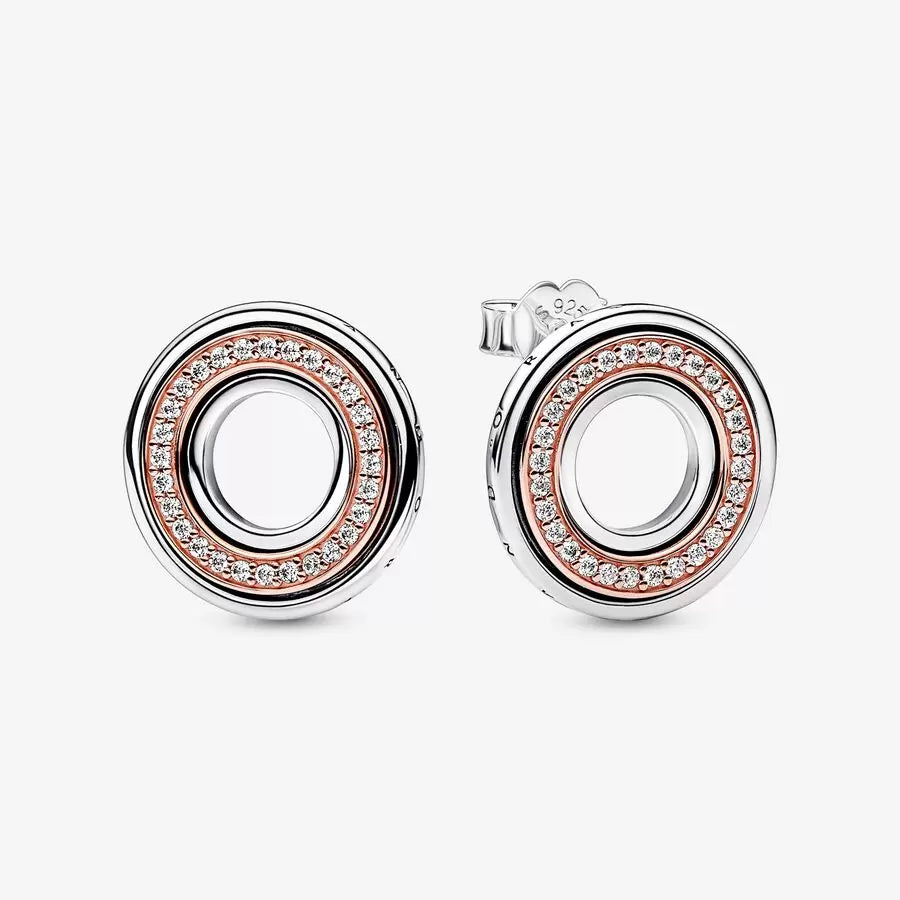 Two tone Logo & Pavé Stud
