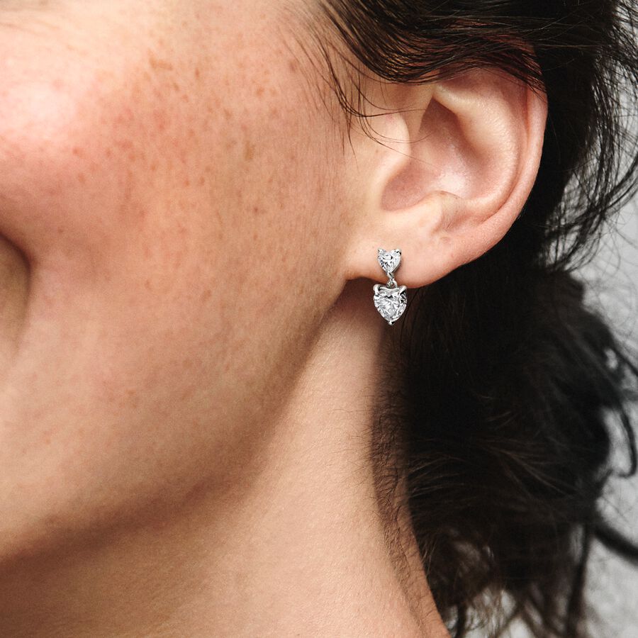 Double Heart Sparkling Stud