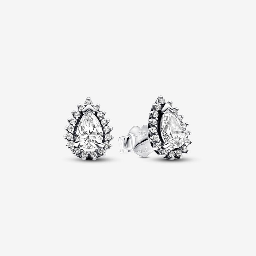 Sparkling Pear Halo Stud