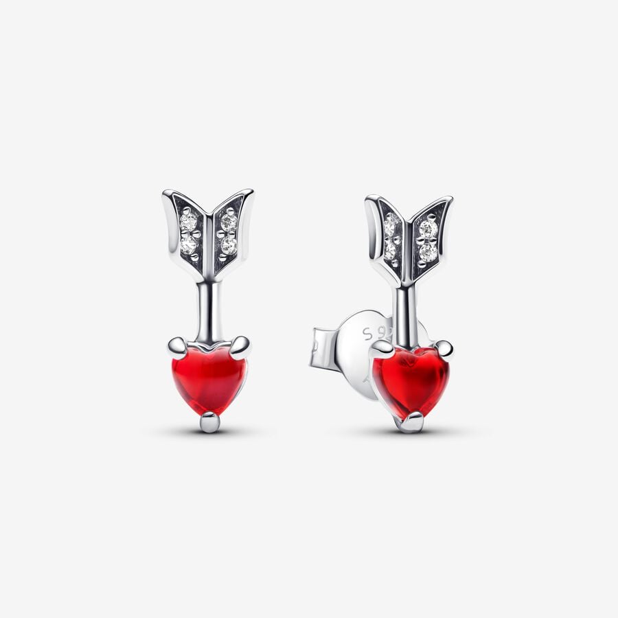 Arrow & Murano Glass Heart Stud
