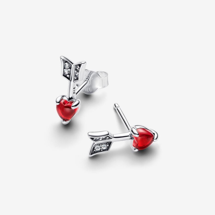 Arrow & Murano Glass Heart Stud