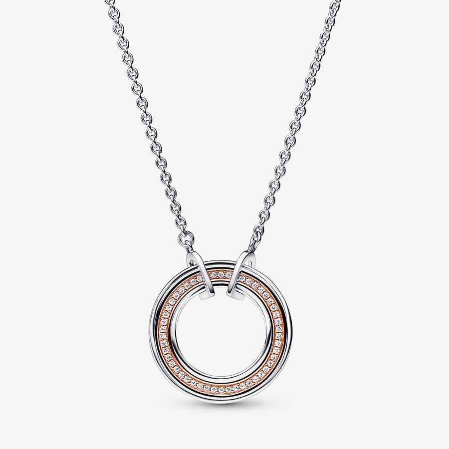 Two tone Logo & Pavé Necklace