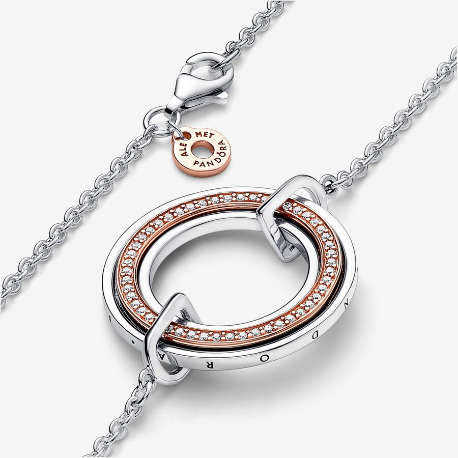 Two tone Logo & Pavé Necklace