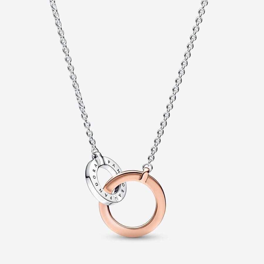 Two tone Intertwined Circles Necklace