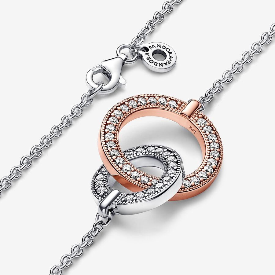 Two tone Intertwined Circles Necklace