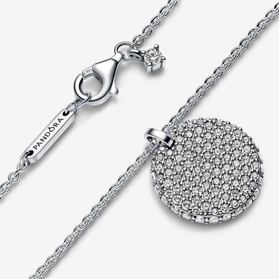Pavé Round Pendant Necklace