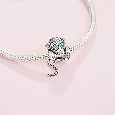 Sparkling Monkey Silver Charm