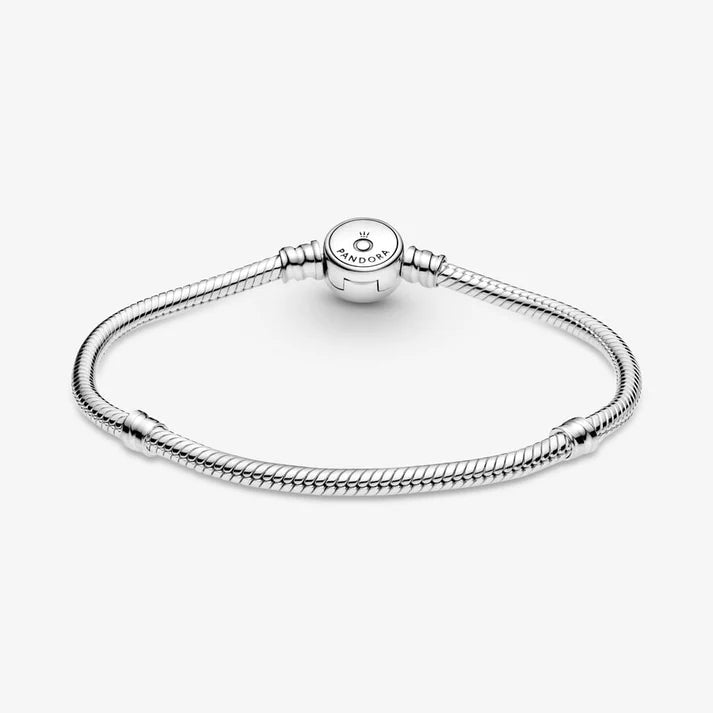 Sparkling Blue Disc Clasp Snake Chain Bracelet