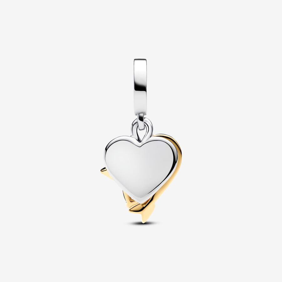 Engravable Heart & Arrow Double Dangle