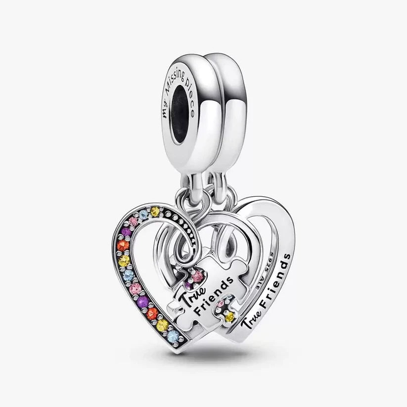 Puzzle Piece Hearts Splittable Friendship Charm