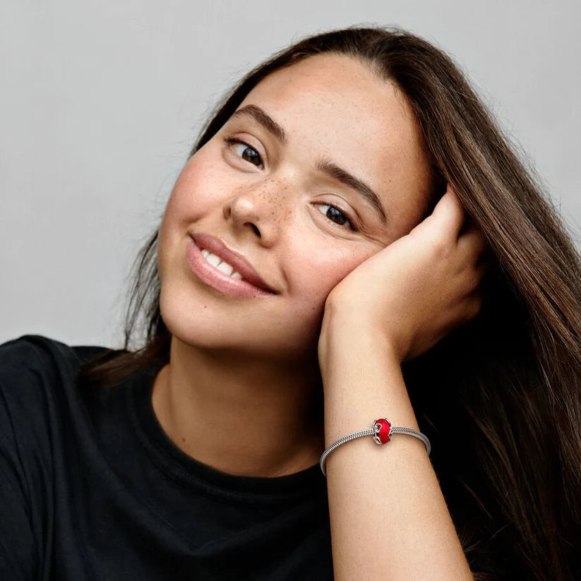 Frosted Red Murano Glass & Hearts