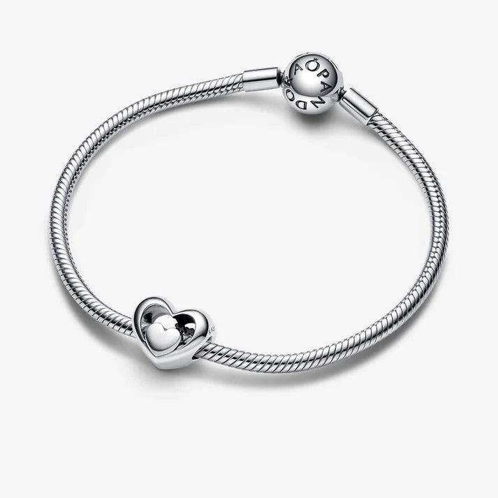 Openwork Heart & Script Charm