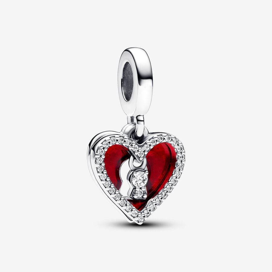 Red Heart & Keyhole Double Dangle