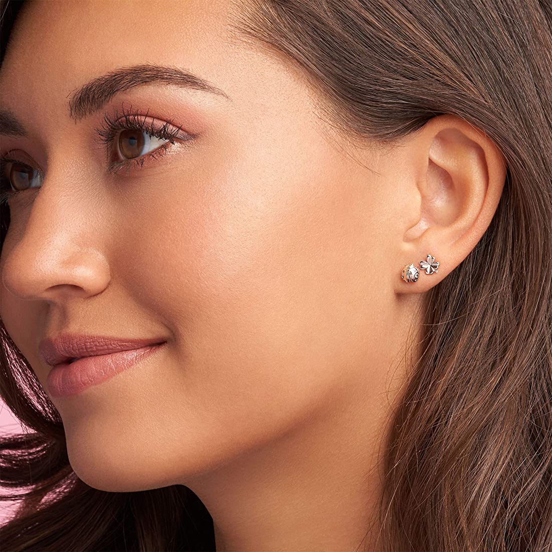 Four Leaf Clover & Ladybug Stud