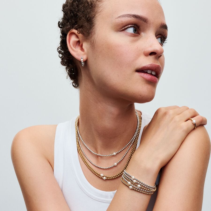 Cultured Pearl & Beads Hoop Earrings