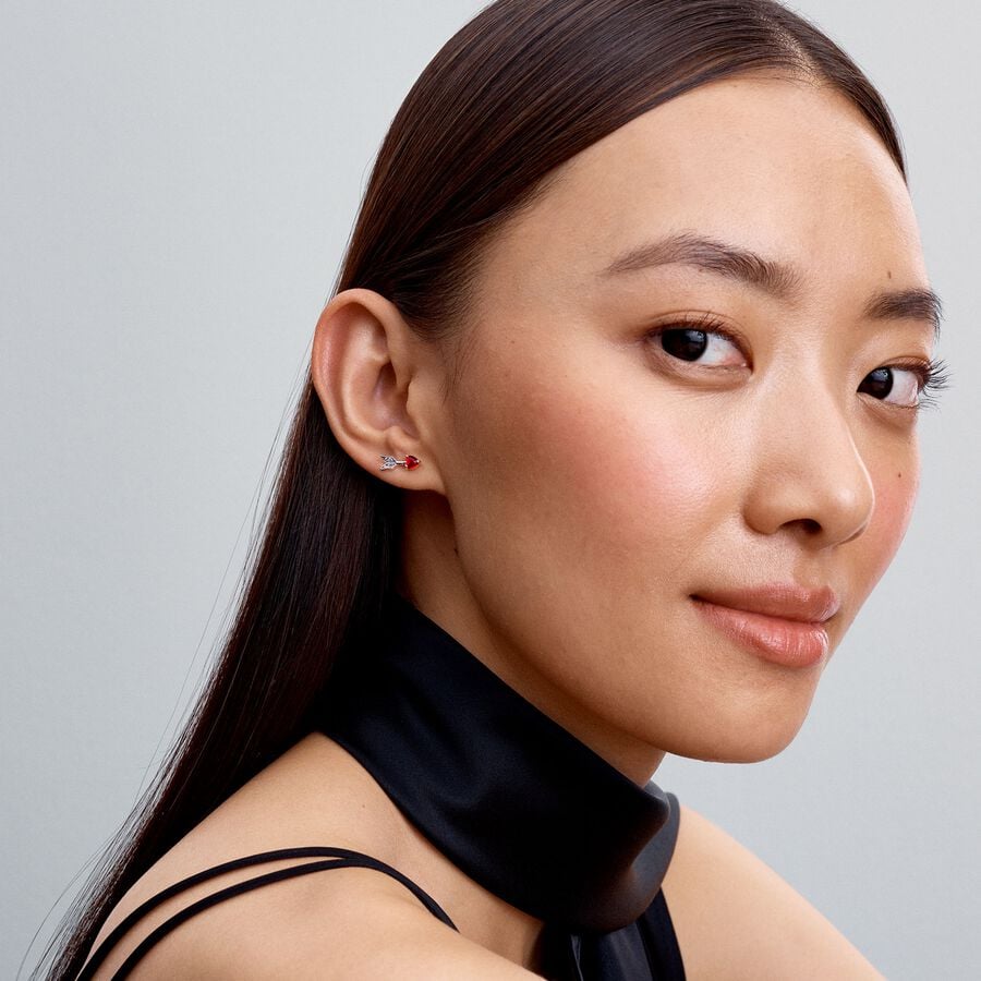 Arrow & Murano Glass Heart Stud