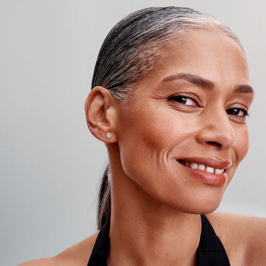 Round Pavé Halo Stud Earrings