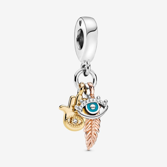 Hamsa, All-seeing Eye & Feather Charm