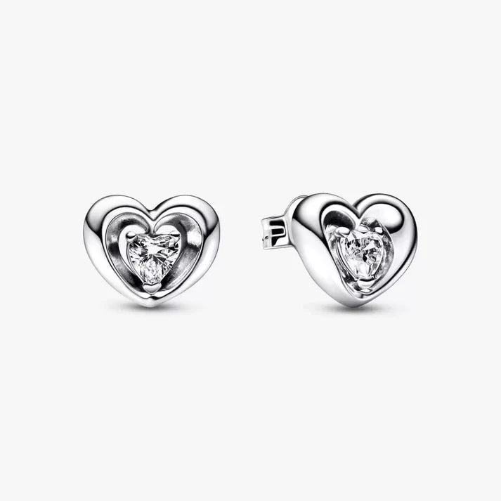 Radiant Heart & Floating Stone Stud