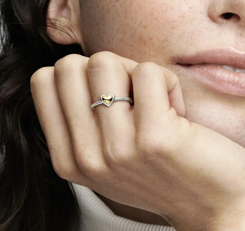 Domed Golden Heart Ring