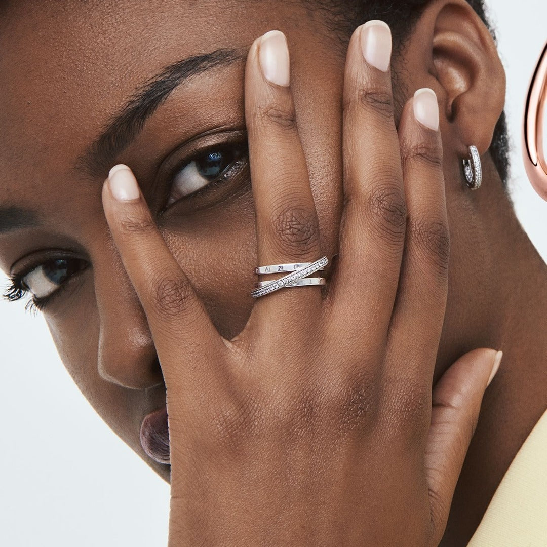 Crossover Pavé Triple Ring