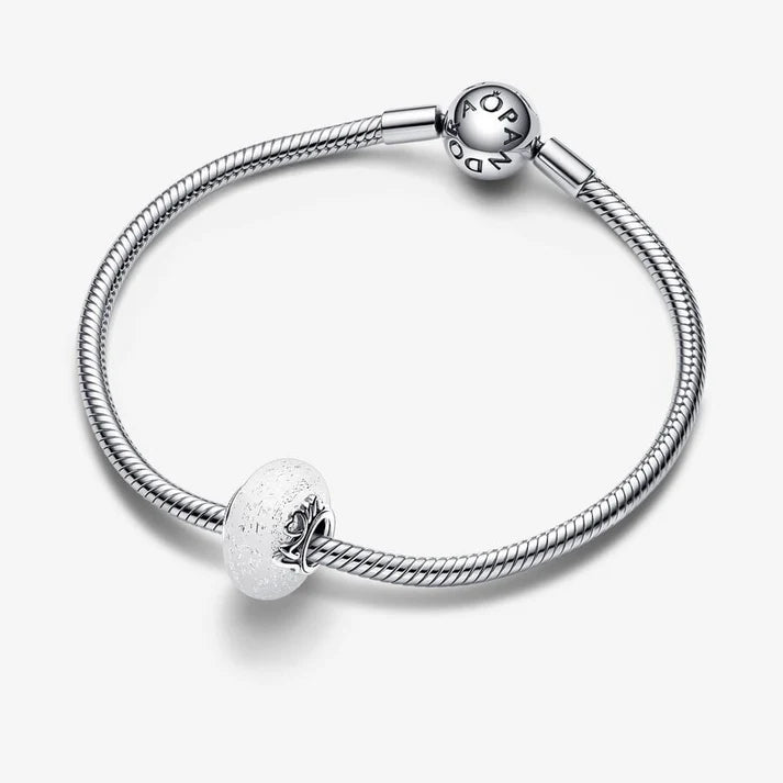 Glittery White Murano Glass Mom & Love