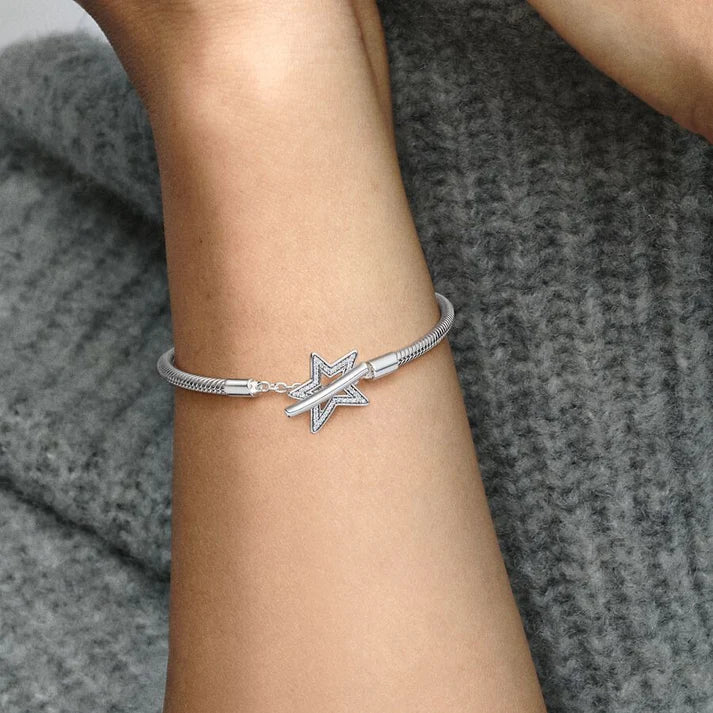 Asymmetric Star T-bar Snake Chain Bracelet