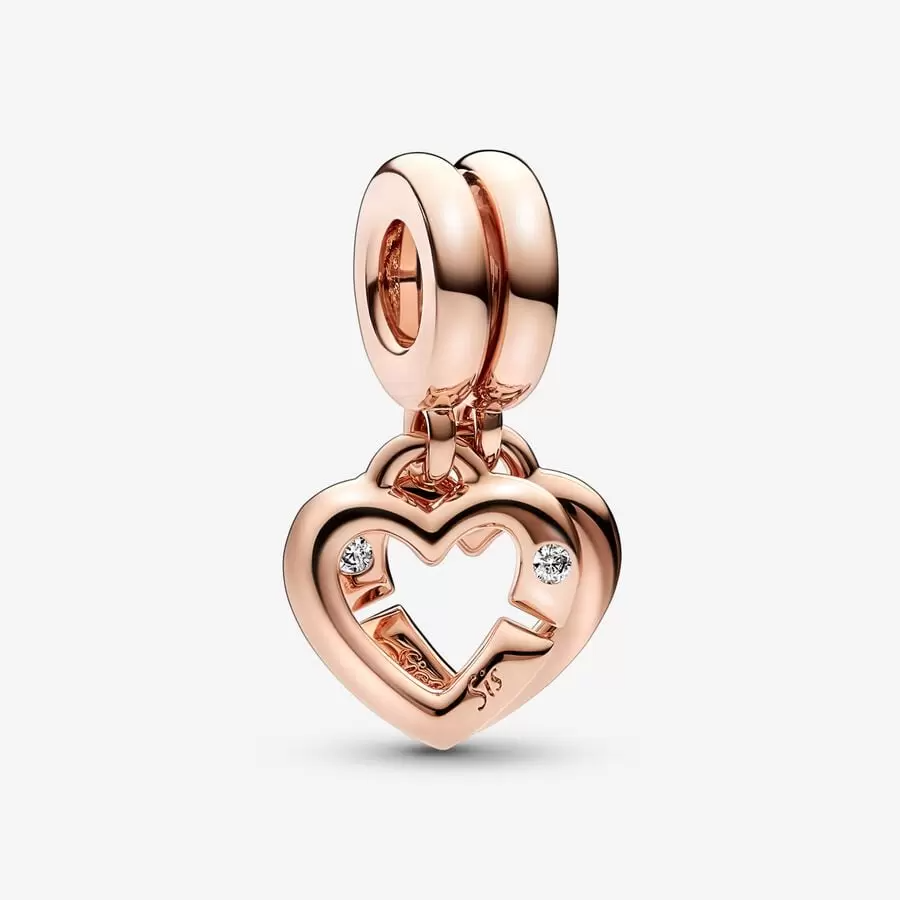 Linked Sister Hearts Split Charm
