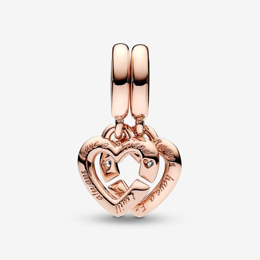 Linked Sister Hearts Split Charm
