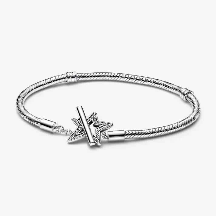 Asymmetric Star T-bar Snake Chain Bracelet