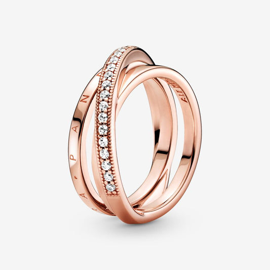Crossover Pavé Triple Rose Ring