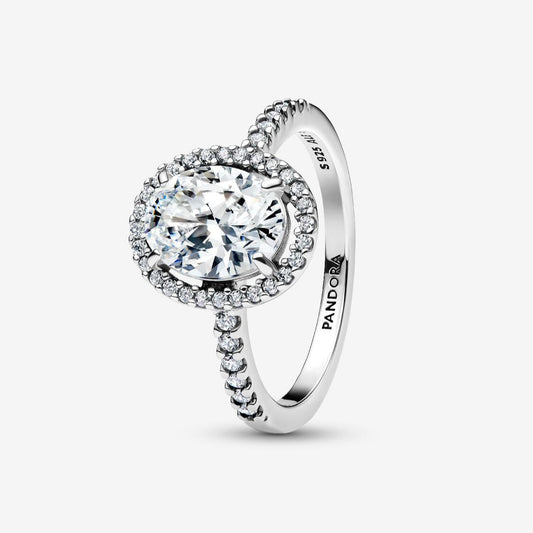 Oval Sparkling Halo Statement