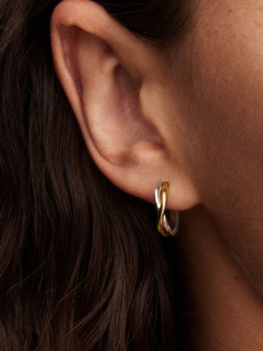 Two-tone Open Hoop Earrings