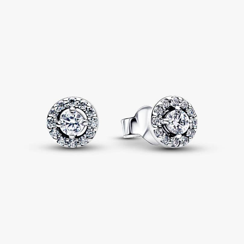 Round Pavé Halo Stud Earrings