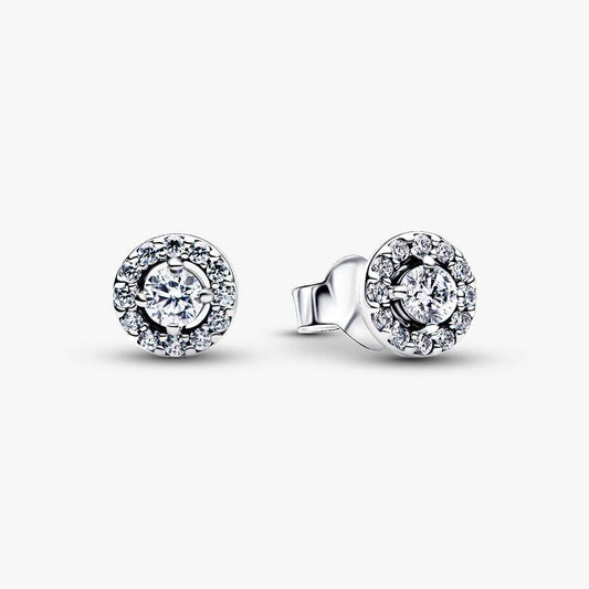 Round Pavé Halo Stud Earrings