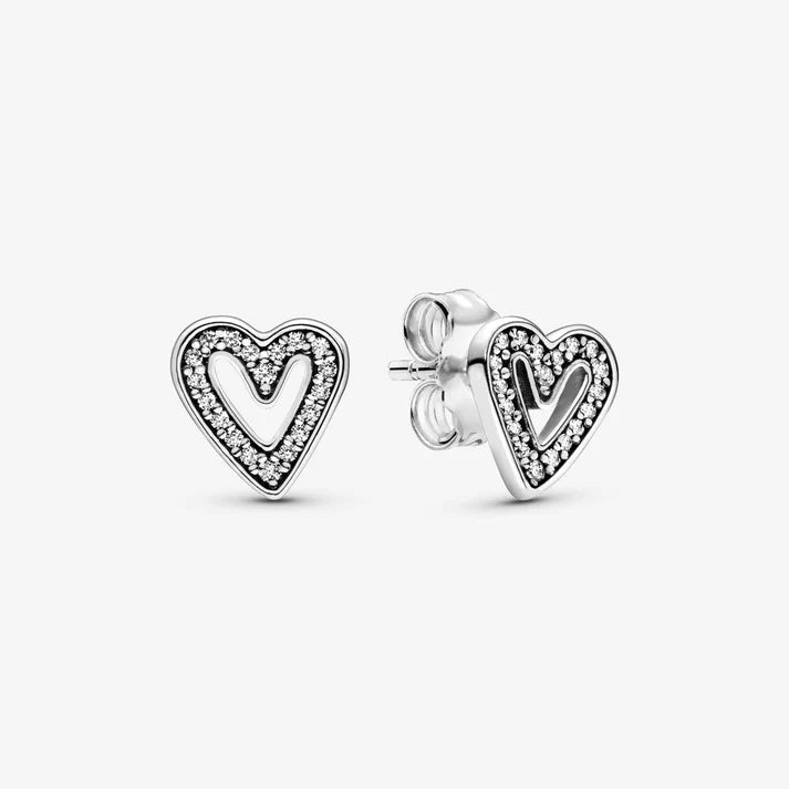 Sparkling Freehand Heart Stud