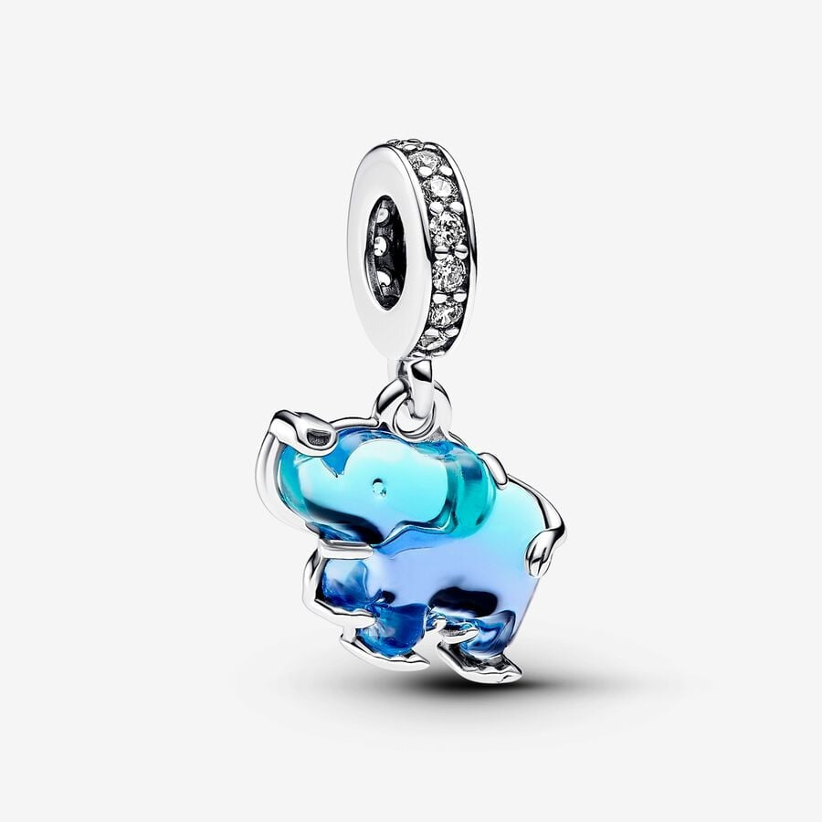 Blue Murano Glass Elephant Dangle