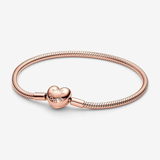 Moments Heart Clasp Snake Chain Rose