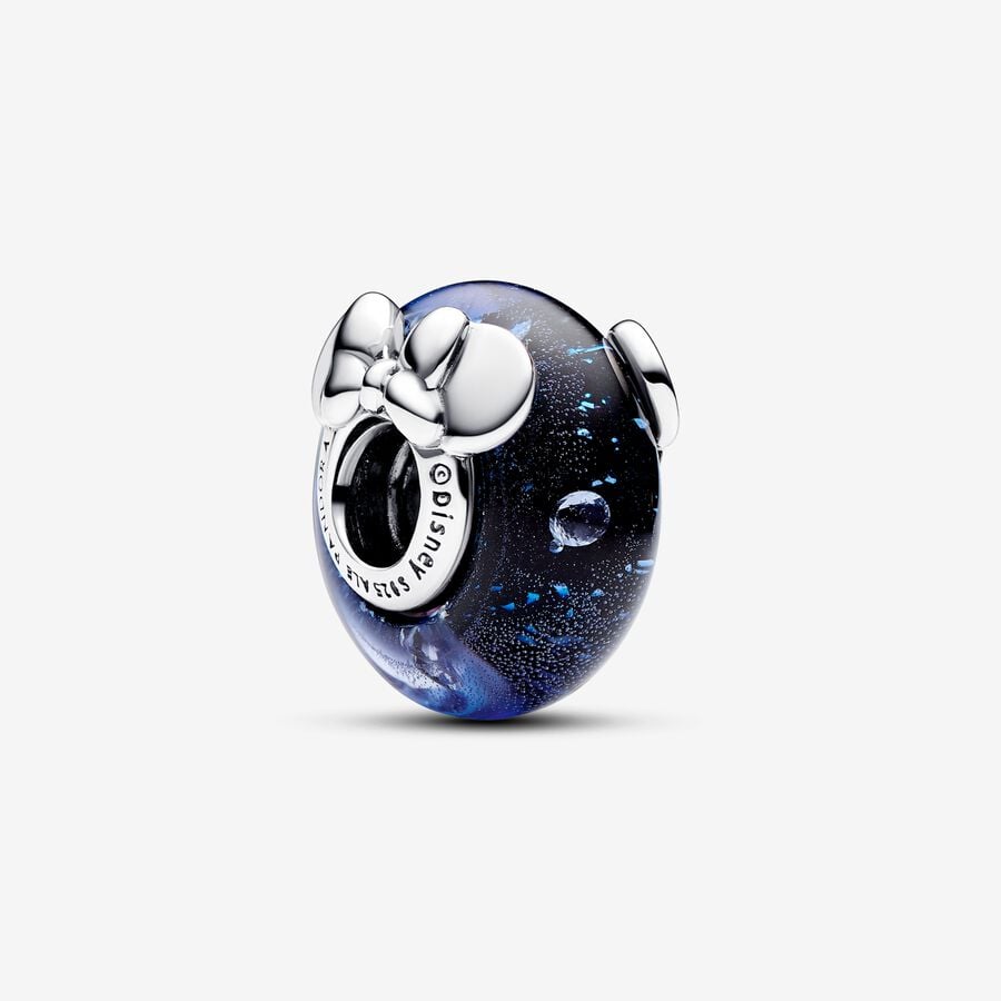 Mickey Mouse & Minnie Mouse Blue Murano Glass