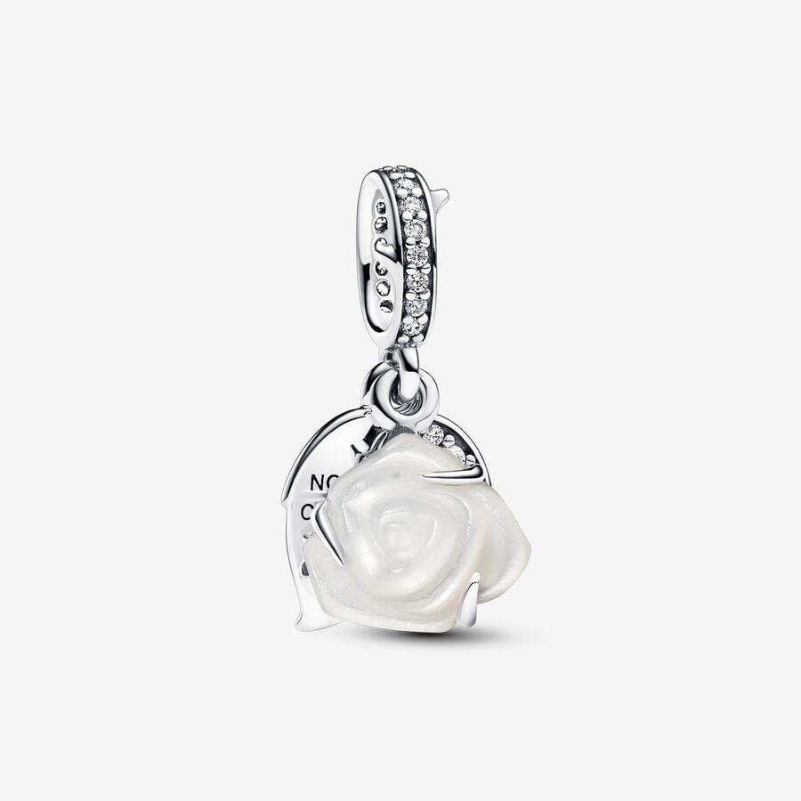 White Rose in Bloom Double Dangle
