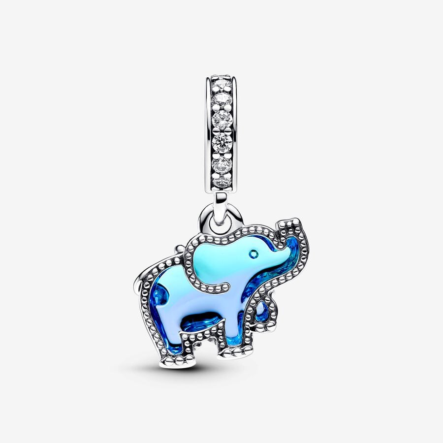 Blue Murano Glass Elephant Dangle