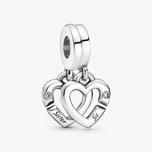 Linked Sister Hearts Split Charm