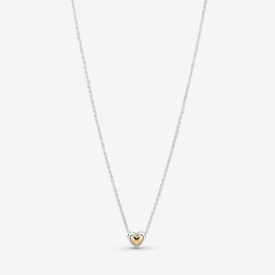 Domed Golden Heart Collier Necklace