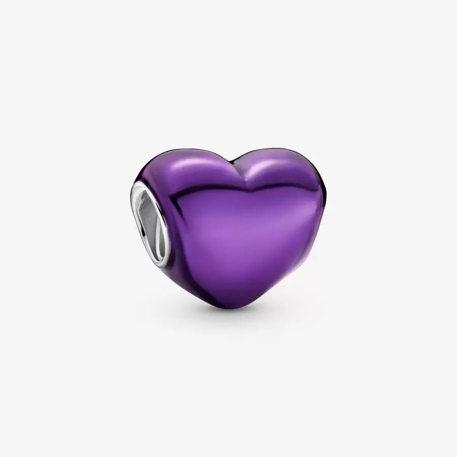 Metallic Purple Heart Charm