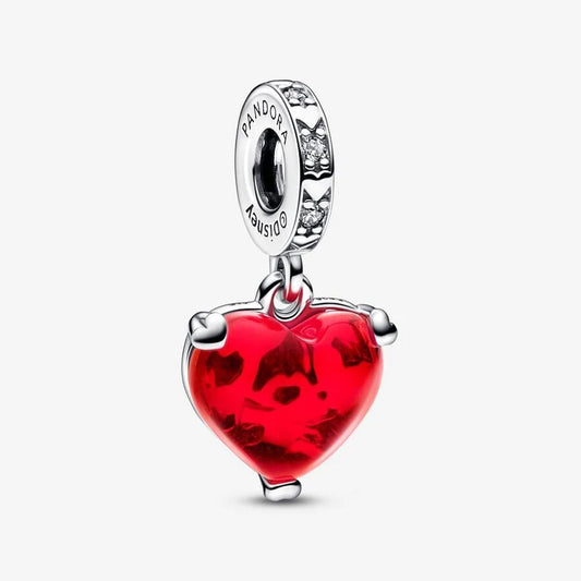 Mickey & Minnie Kiss Red Murano Glass