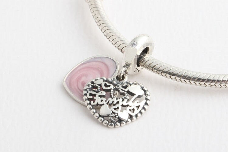 Love Makes A Family Pink Charm